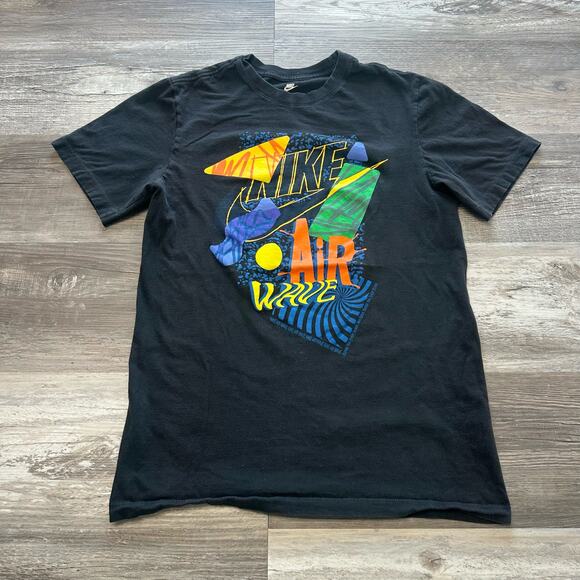Nike Air Wave Black Orange Yellow Blue Purple Men S Graphic Big Swoosh T-Shirt - Picture 1 of 7